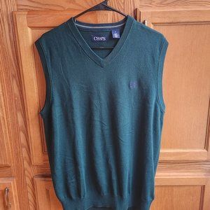 Chaps Green V-Neck Men's Sweater Vest Size Medium